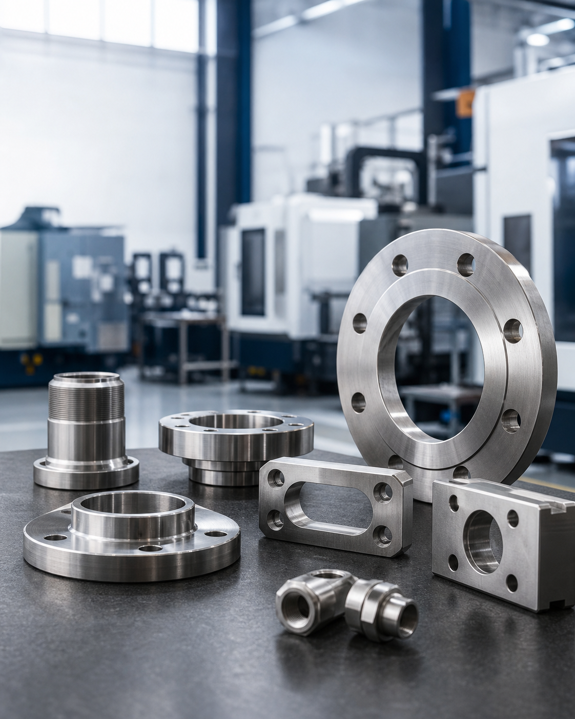 Componentes industriales mecanizados de acero inoxidable